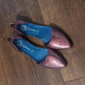FINAL PRICE: Jeffrey Campbell Jelly Love Pink Glitter Pointed Ballet Flat Shoe.